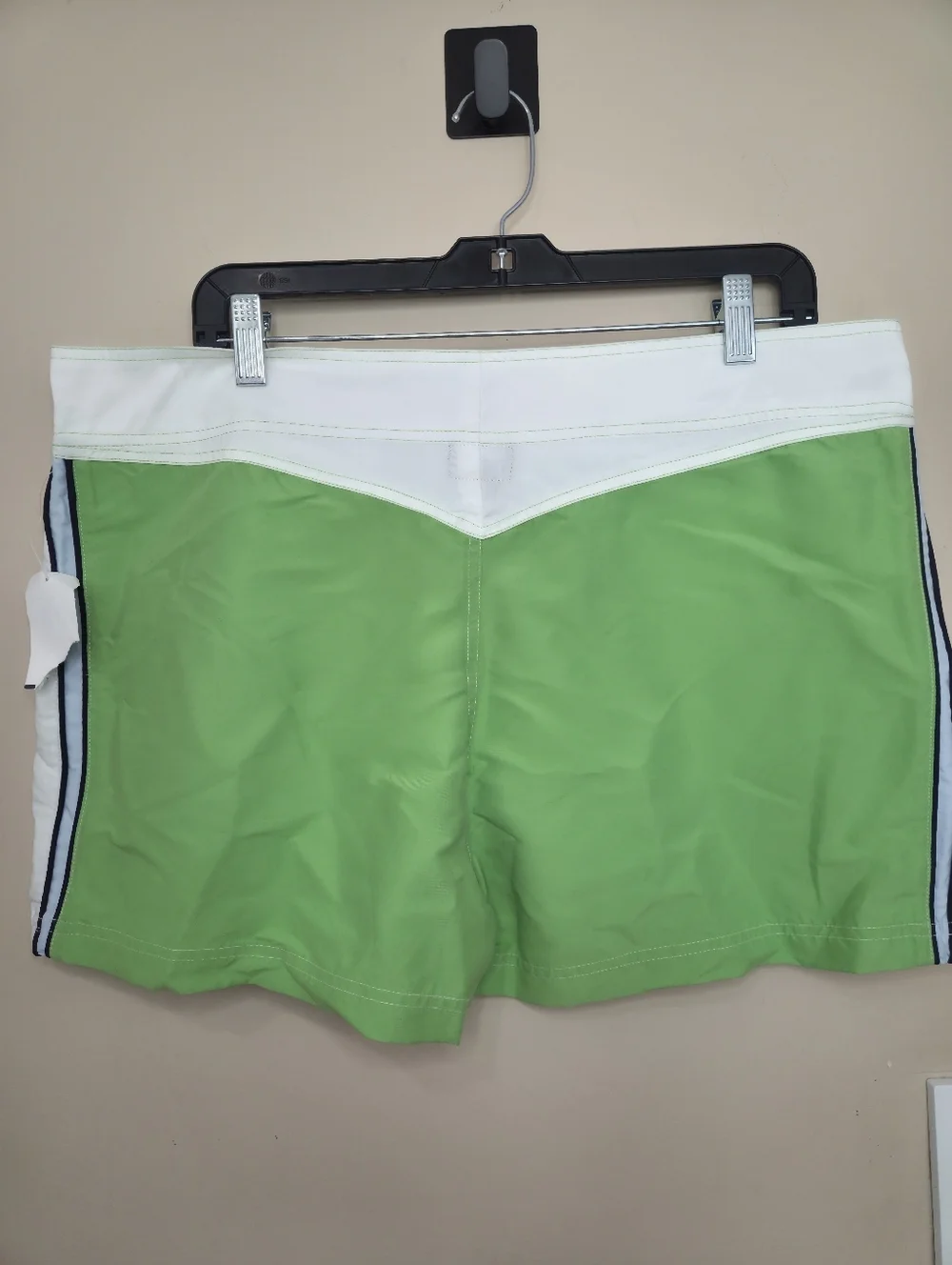 Ing Green and White Panel Swim Shorts with Lace Waist 13. Unisex